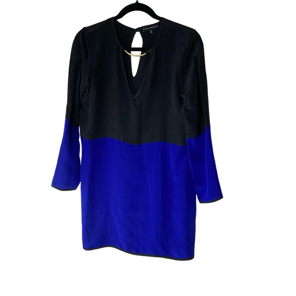 NWOT Karina Grimaldi 100% Silk‎ Black and Blue Size Small
